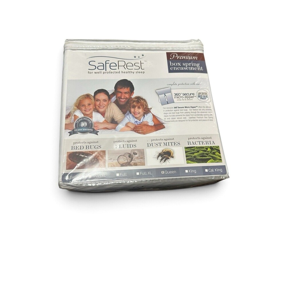 New SafeRest Premium 9" Deep Box Spring Encasement Waterproof/Breathable Queen